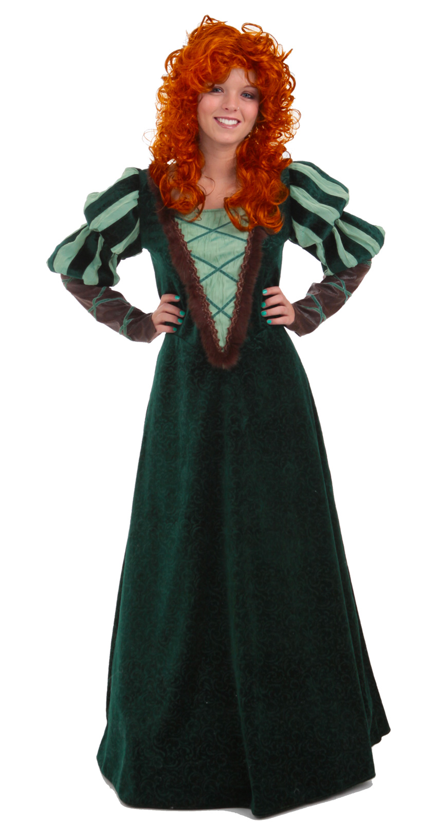 Brave Merida Scottish Forest Princess Cosplay Green Costume Dress ADULT ...