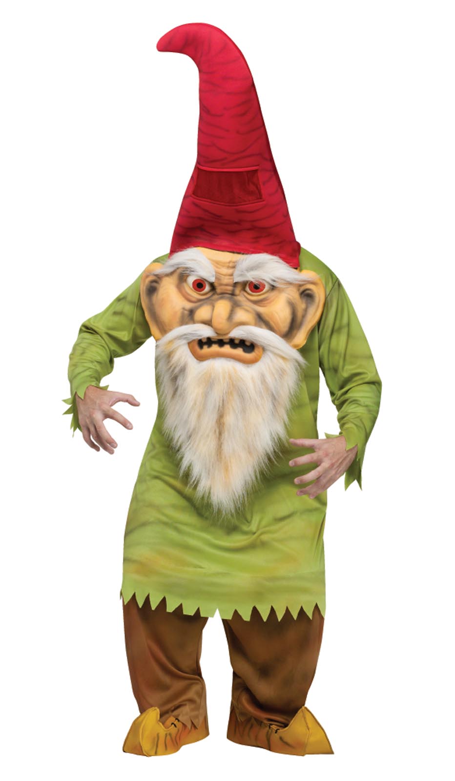 Evil Garden Gnome Costume Big Head Hunchback Troll Adult Teen Mens Standard