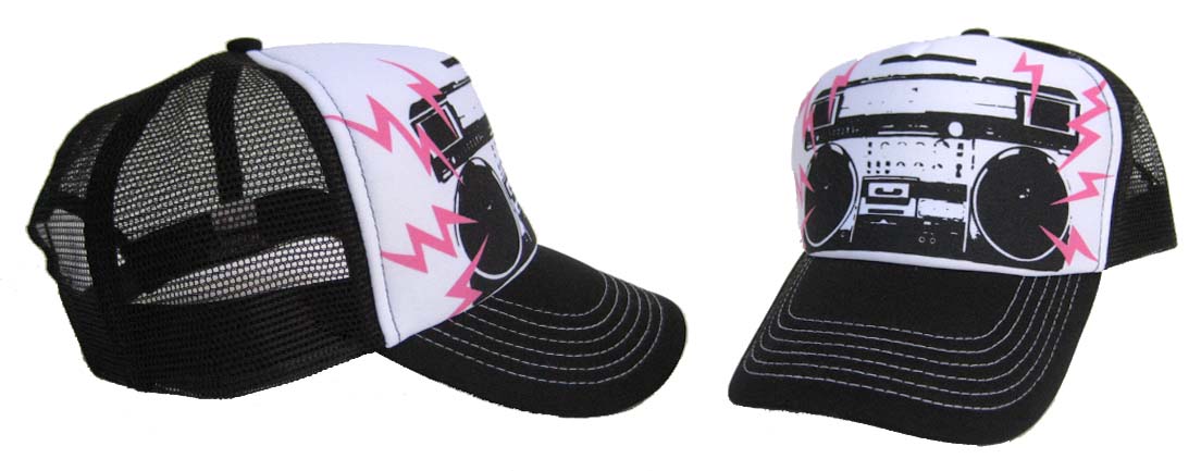 Totally RAD 80s GHETTO BLASTER Radio Mesh Trucker Hat  