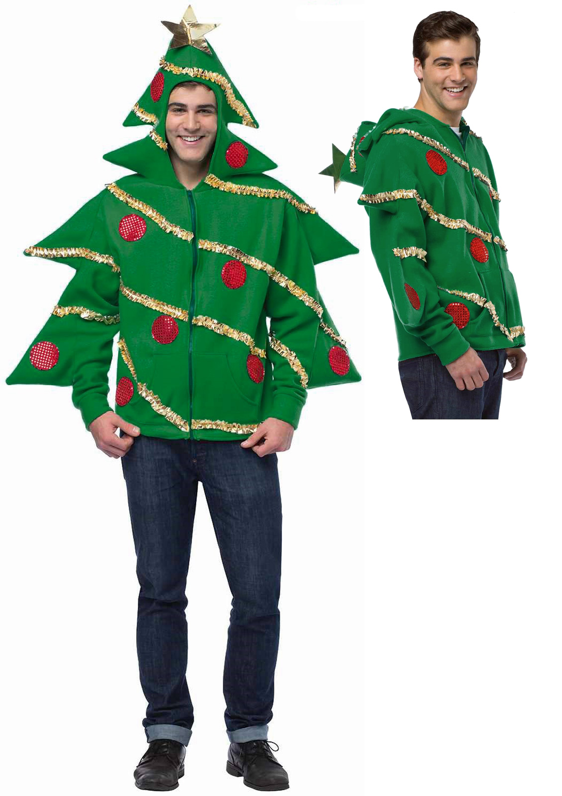 UGLY Christmas Tree Holiday Sweater Funny HOODIE Sweatshirt Adult ...