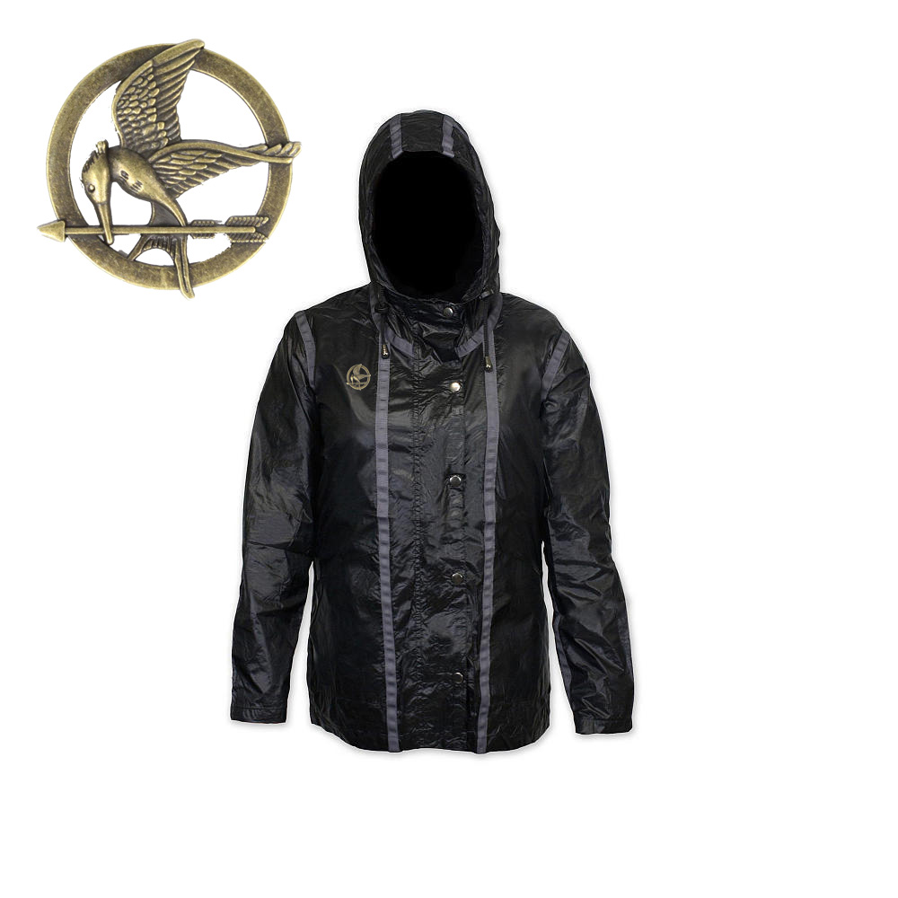 Hunger Games Katniss Peeta Jacket Costume Mockingjay Pin Adult Women Men s M L