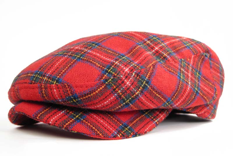 Plaid IVY newsboy CABBIE Driver Irish Hat Red  