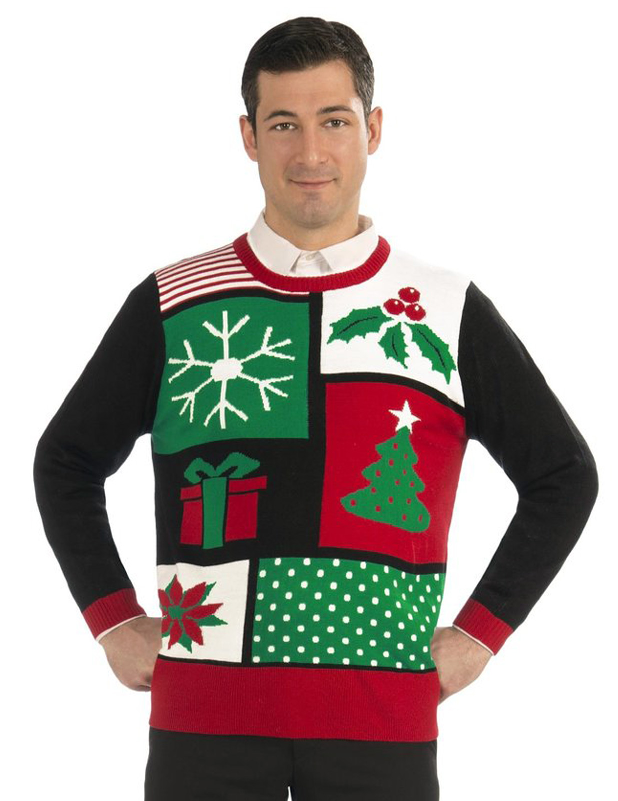 UGLY Christmas Jolly Holiday Sweater Funny Tree Mistletoe Adult Costume ...