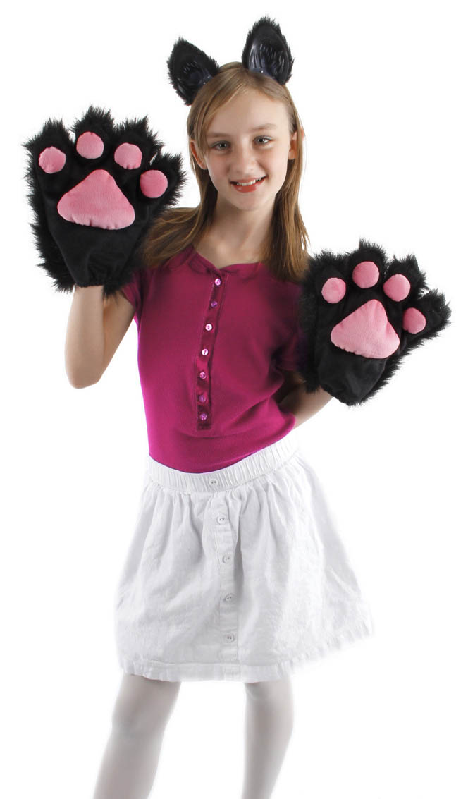 Cute Kitty Paws Gloves CAT Costume Adult or Child BLACK | eBay