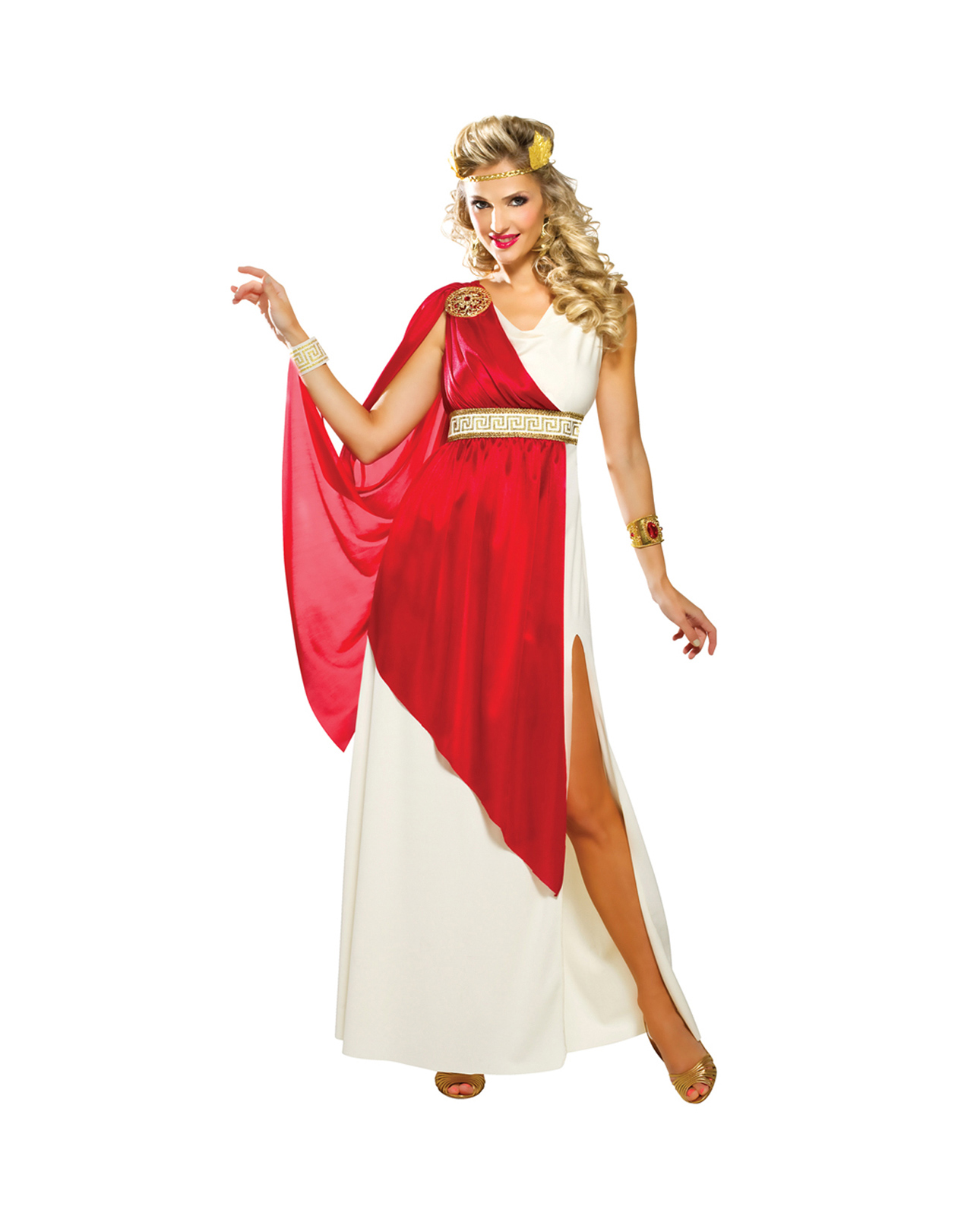 Adult Women's Ancient Greek Roman Toga Caesar 300 Dress Headpiece Red ...
