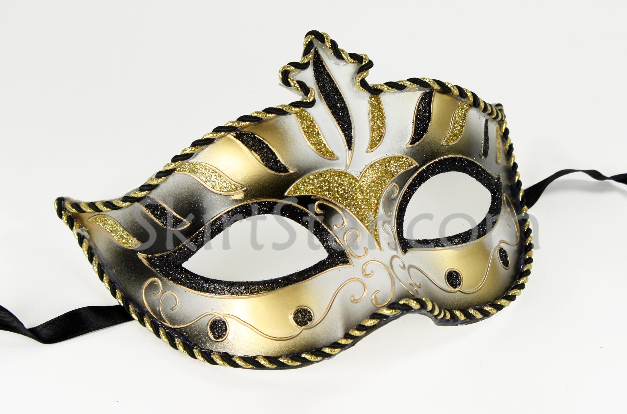 Venetian Masquerade Mask Black Gold Silver Costume Harlequin Jester ...