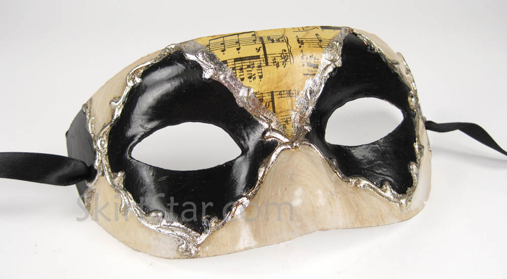 Venetian Mask Masquerade Music Jester Rustic Gold Black Silver