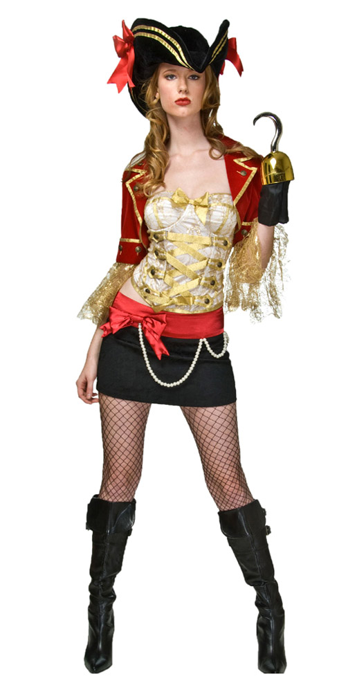 Sexy Womens Costume Fancy Pirate Skirt Bustier Corset Pearl Jacket