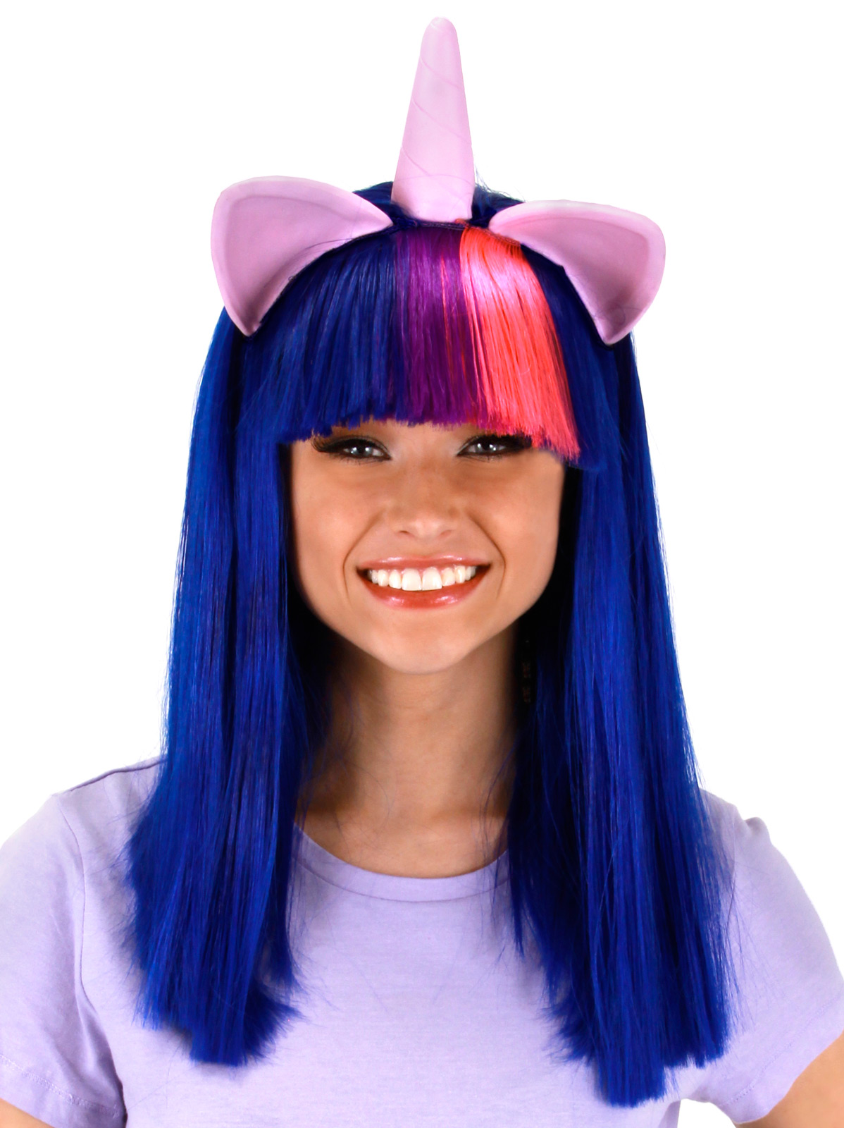 LICENSED My Little Pony Twilight Sparkle Unicorn Wig w EARS Headband ...