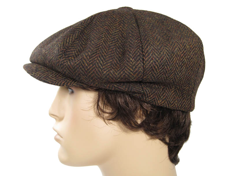 Panel NEWSBOY HERRINGBONE Steampunk WOOL BROWN Hat  