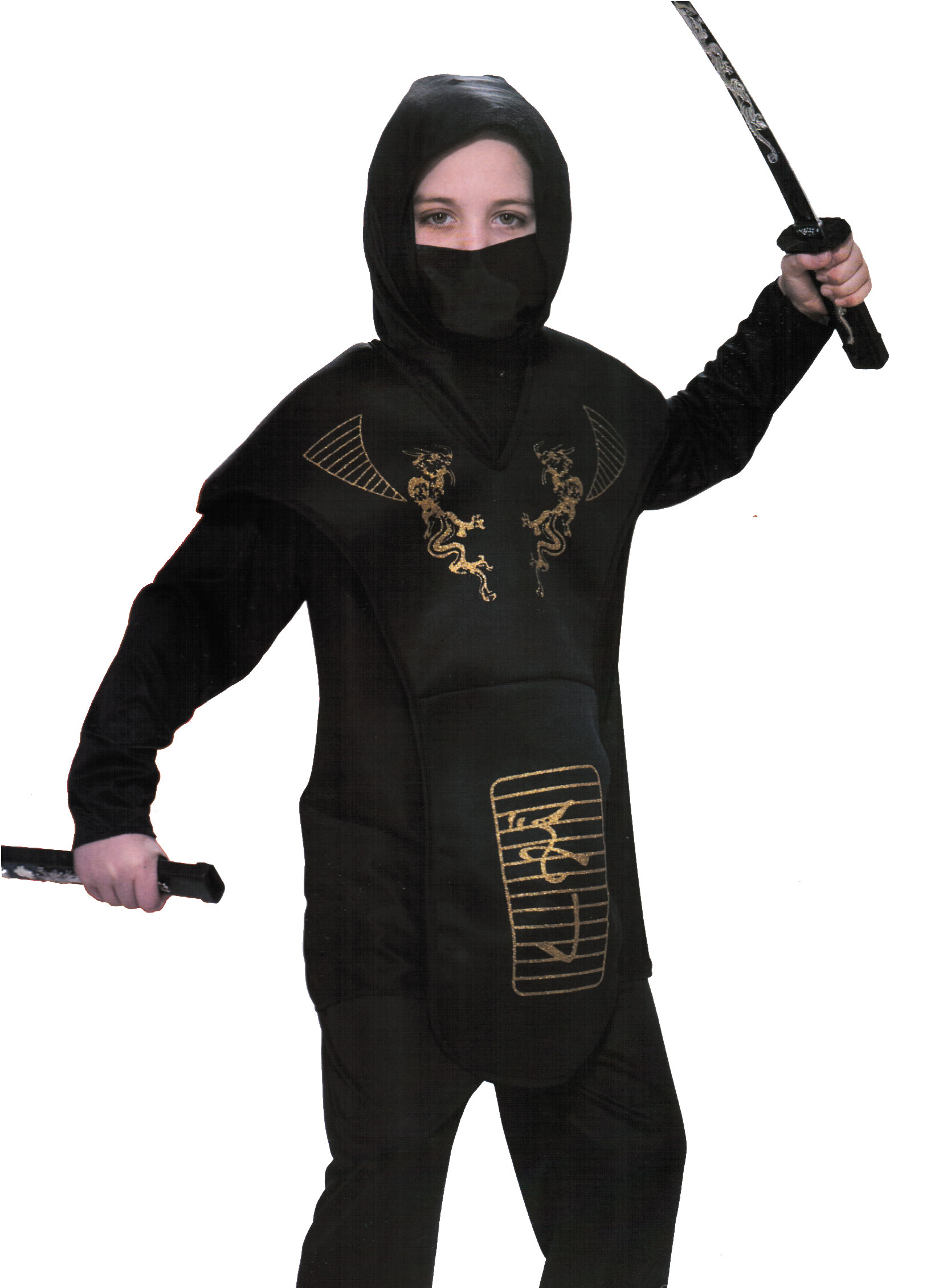 Ninja Warrior Samurai Karate Black Gold Boy's Costume CHILD S Medium L ...