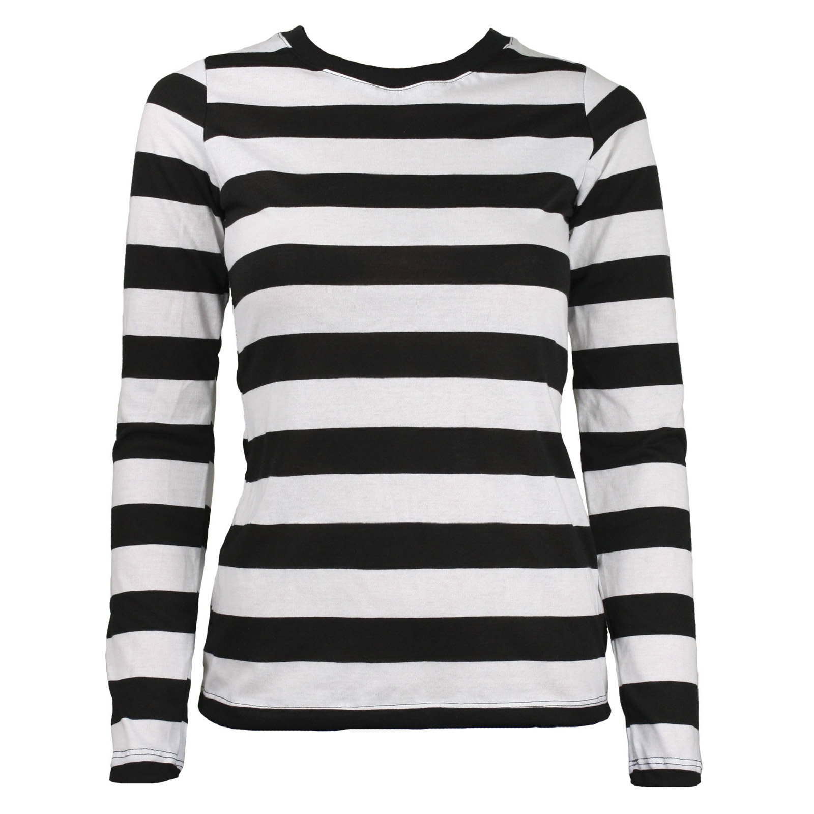Long Sleeve Stripe Striped Shirt Black White Women's XS S M L XL XXL | eBay