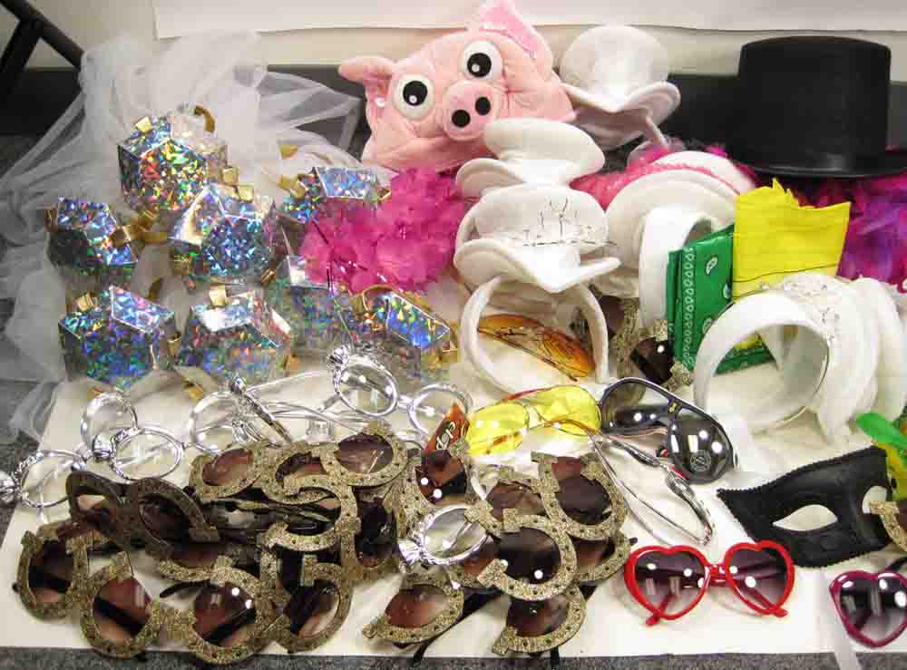 LOT Wedding photobooth mask tiara hat glasses decorations boa FUN 