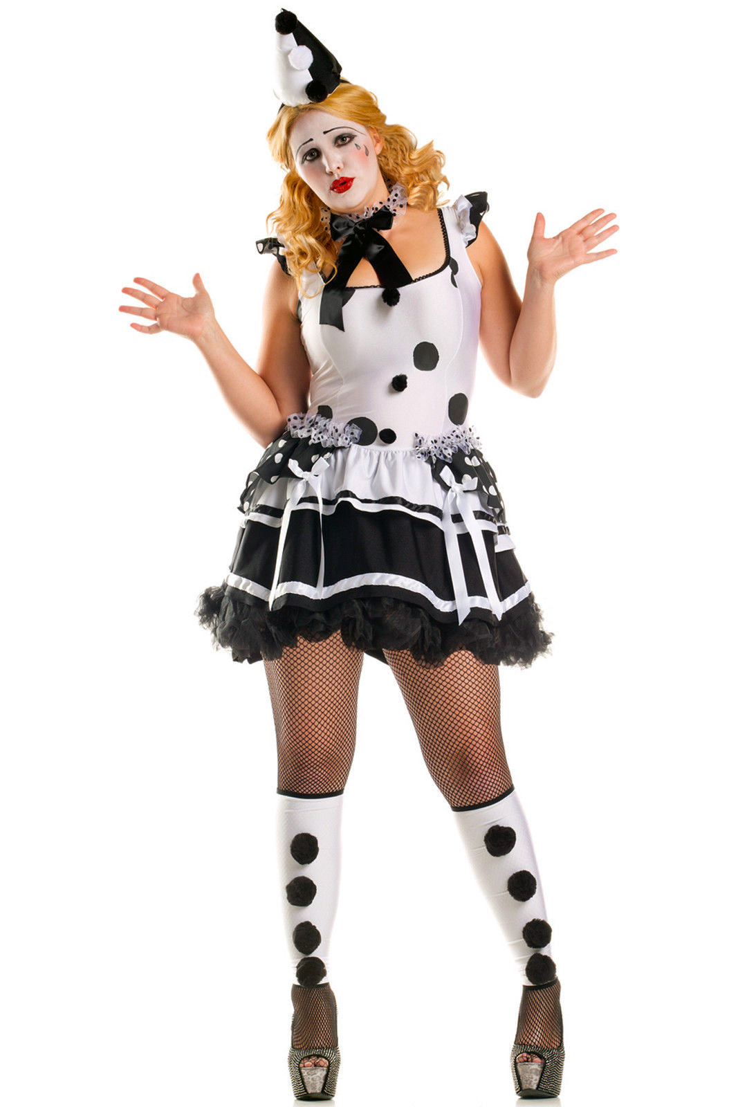 Pierrot Sad Clown Black and White Costume Dress Women's Plus Size | eBay