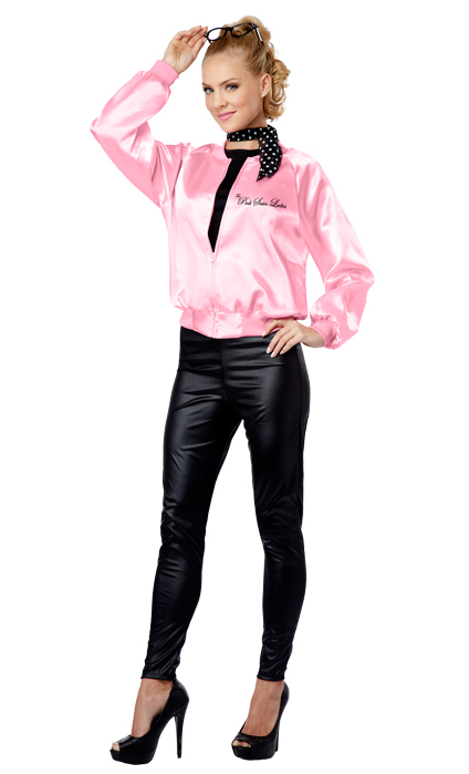 50's GREASE PINK Ladies Jacket RIZZO Frenchy Sexy Adult Women's Costume ...