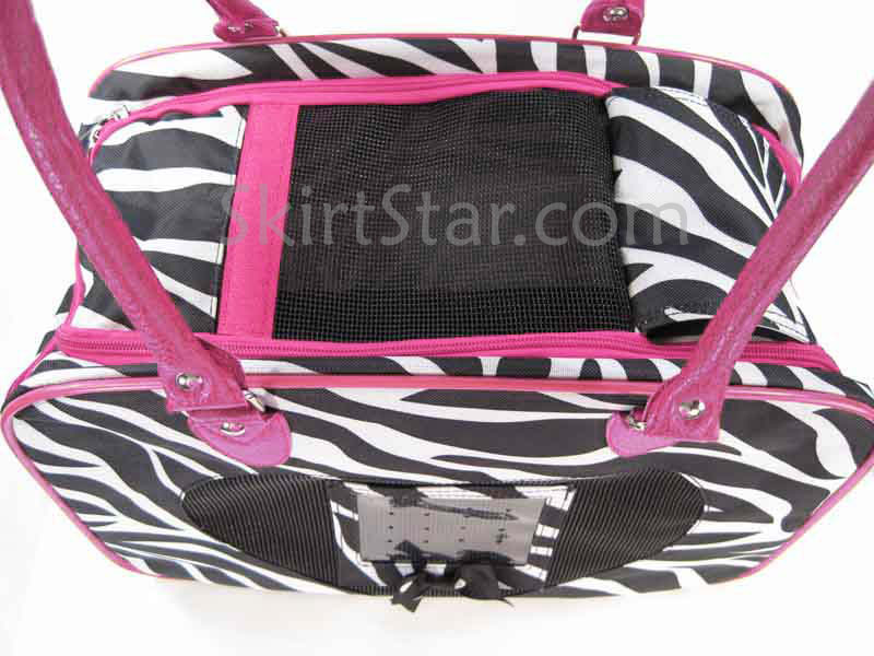 DOG CARRIER pet CAT ZEBRA Pink TRAVEL puppy NYLON purse bag black 