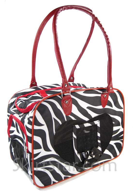 DOG CARRIER bag CAT ZEBRA pet TRAVEL puppy NYLON purse RED animal 