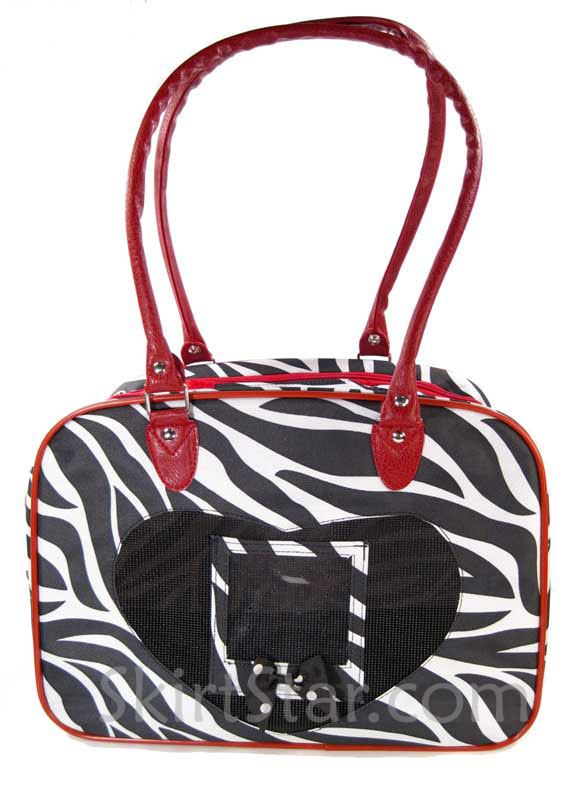 DOG CARRIER bag CAT ZEBRA pet TRAVEL puppy NYLON purse RED animal 