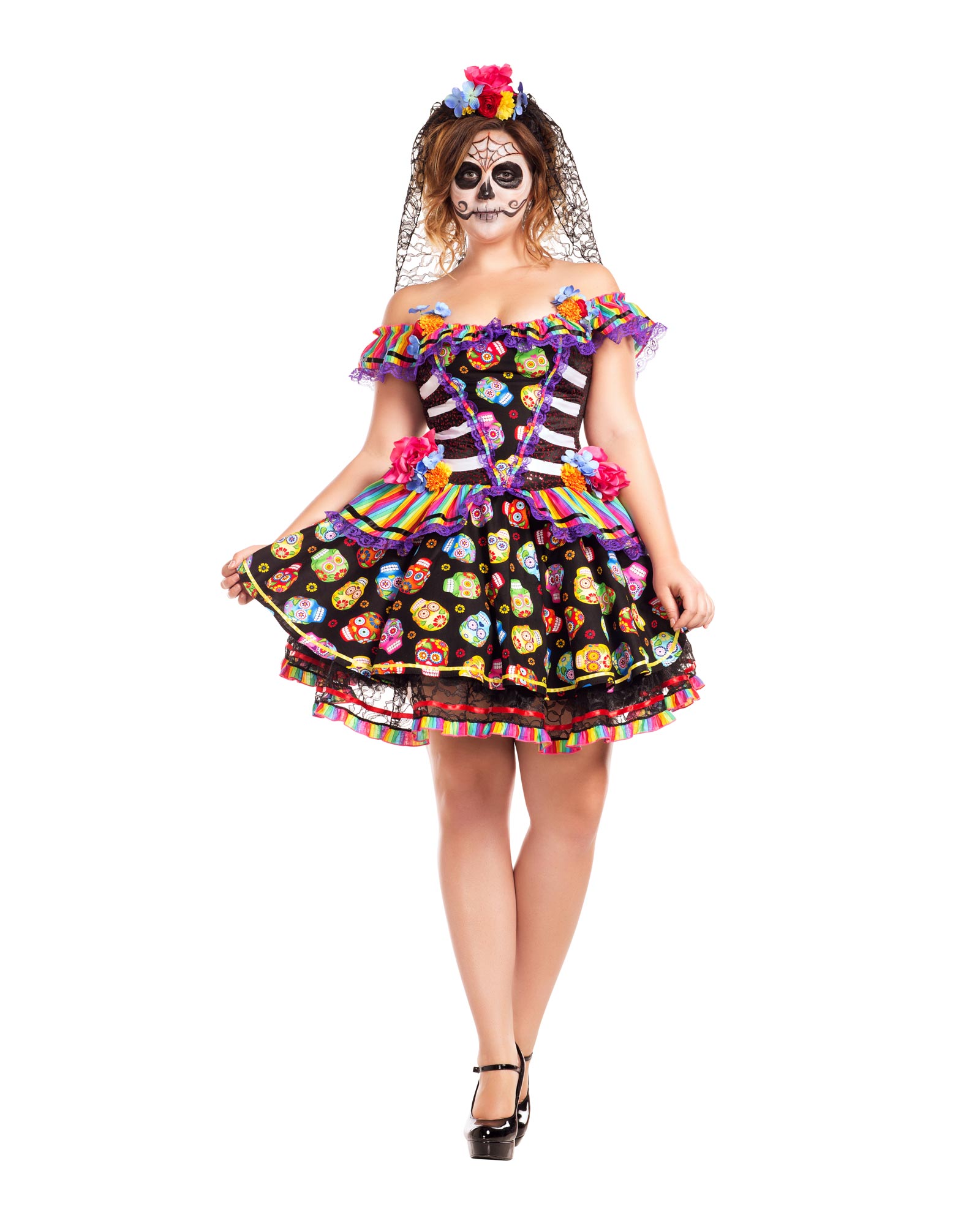 List 104+ Pictures Traditional Female Day Of The Dead Costume Completed ...