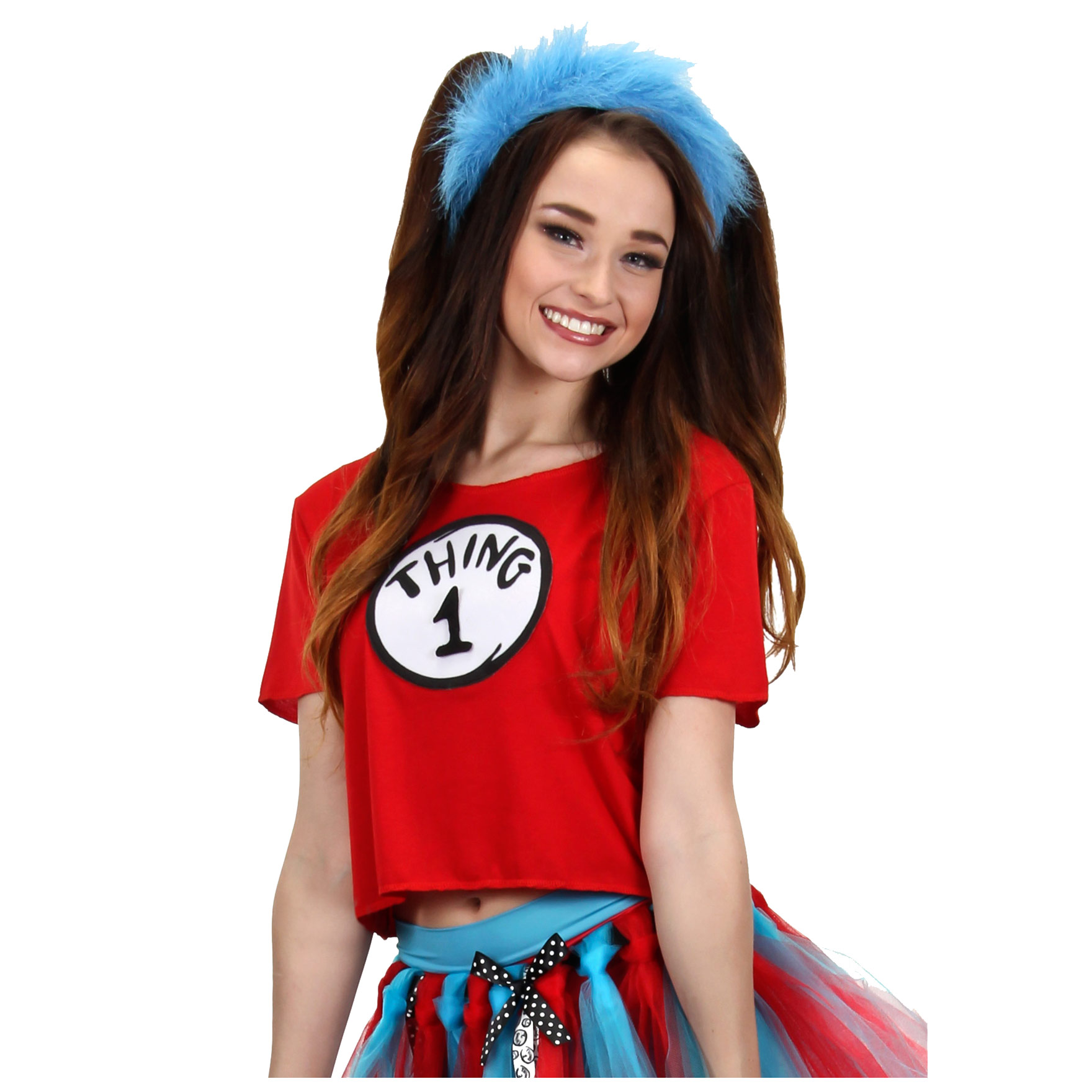 Costumes Dr Seuss Thing 1&2 Womens Juniors Costume Kit Shirt and