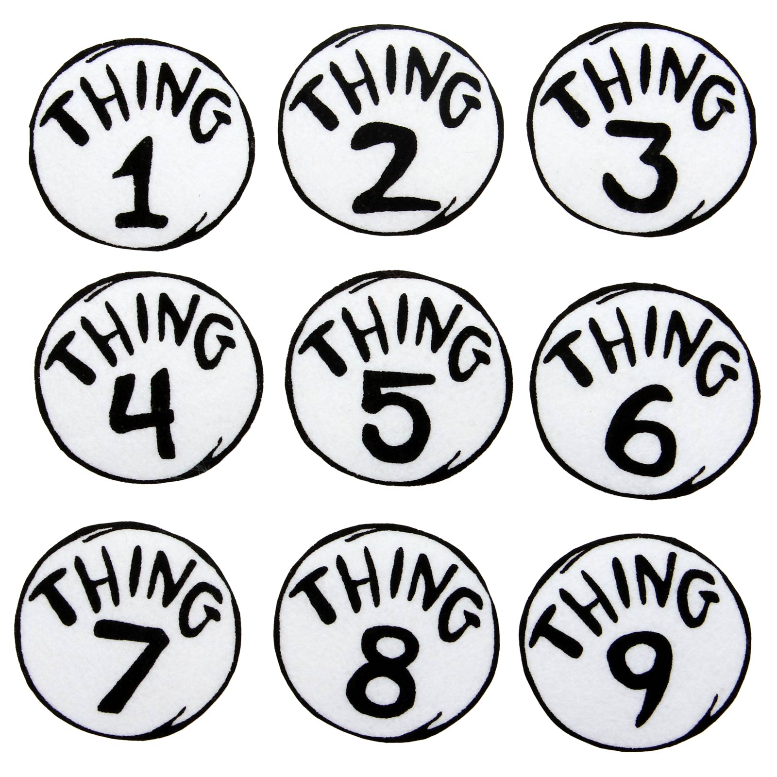 Thing 1 & 2 Cat in the Hat Things 1-9 Patches Costume Accessory DIY ...