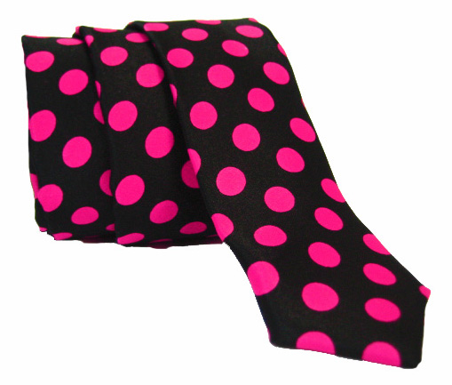 POLKA DOT Skinny MOD Punk Indie Necktie TIE Black Pink  