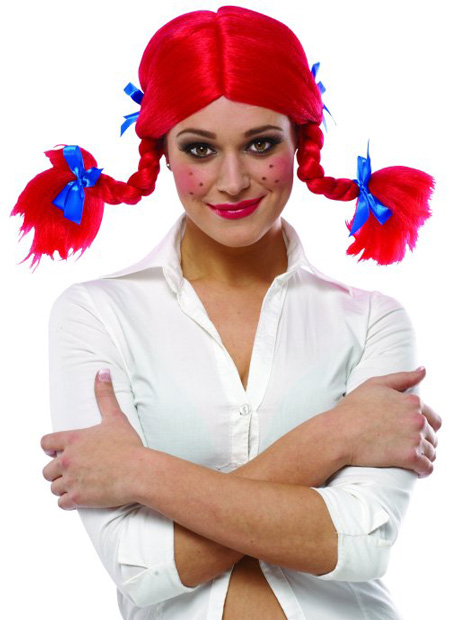 wendy's Pippi Longstocking Braids Costume Red Wig | eBay